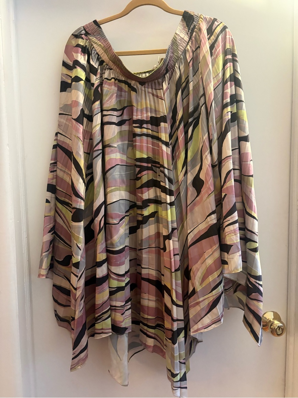 Ted Baker Multicolor Pleated Midi Skirt in Pink, Black & Cream